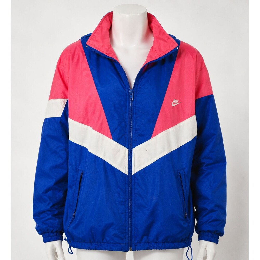Vintage Nike Jacket Adult S/M Windbreaker Pink Blue Colorblock 80s